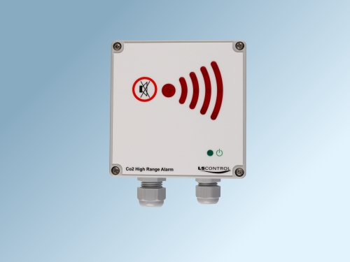 The front of white CO2 High Range Alarm / ES 1180